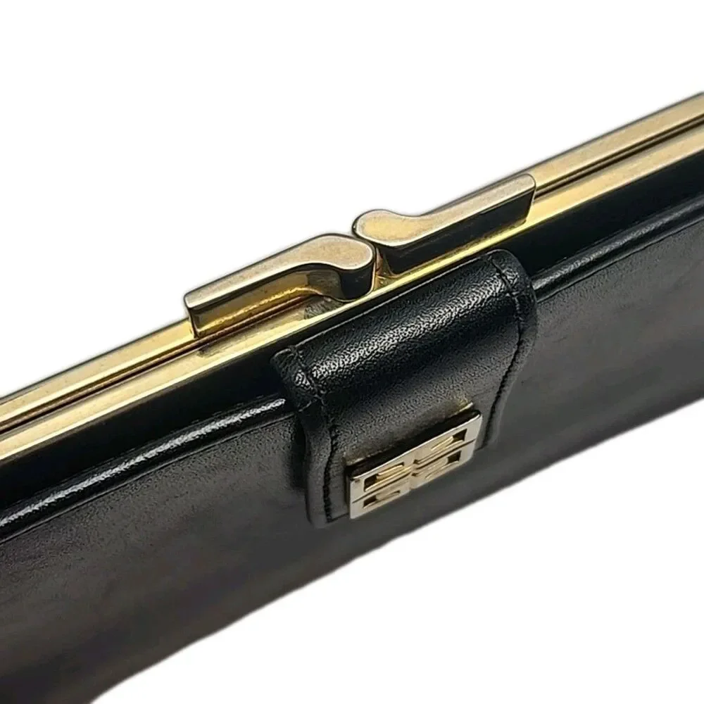Givenchy Wallet Clutch Black Leather Card Organizer Coin Pocket 7.5
